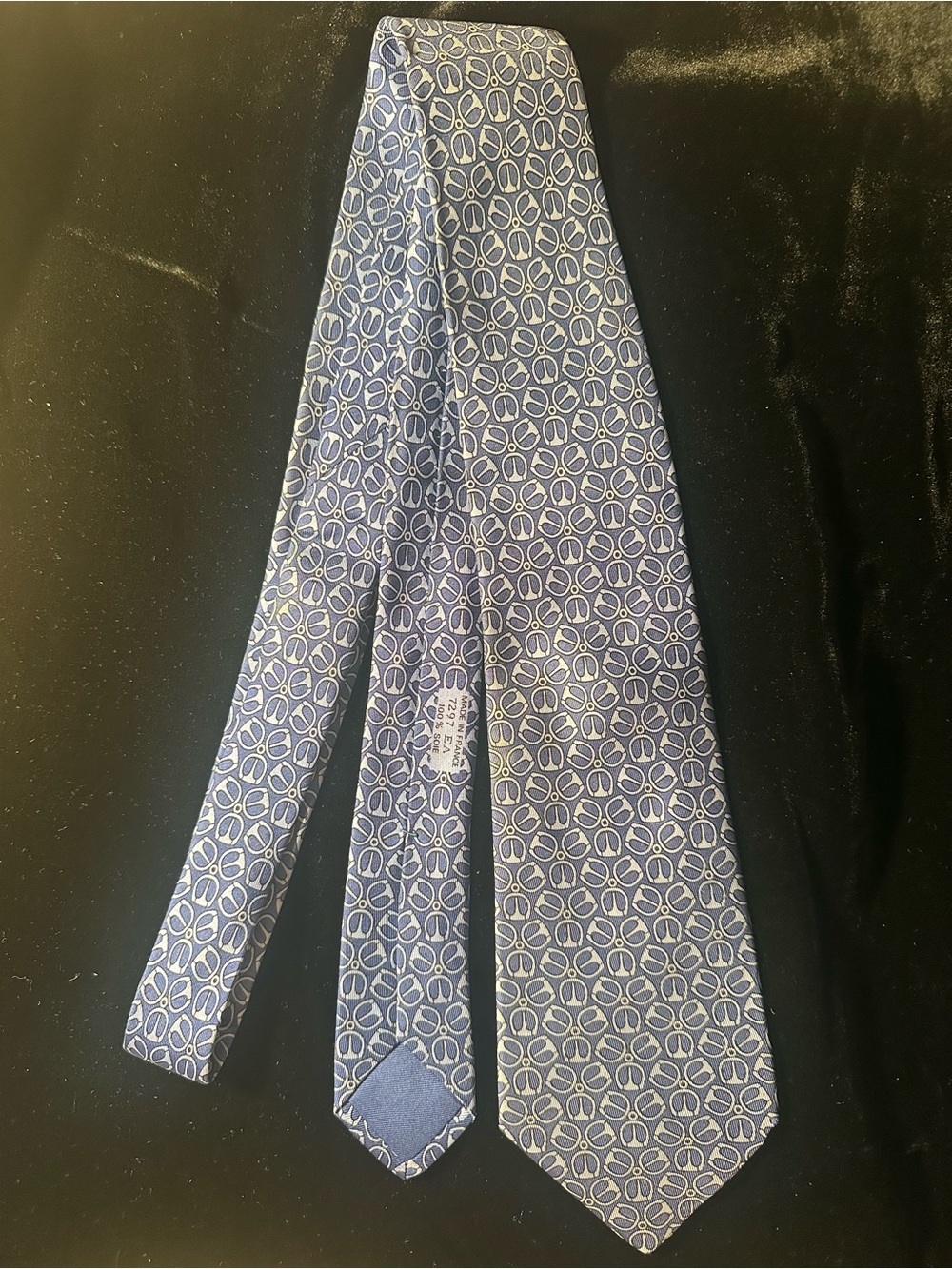 Hermes Light Blue and White Circular Motif Silk Tie